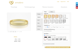 Screenshot of Amodoro - Wedding Ring Configurator