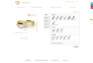 Screenshot of Amodoro - Wedding Ring Configurator