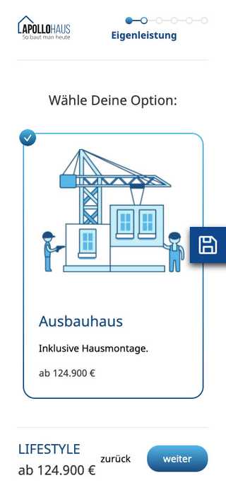 Screenshot of Apollohaus - Prefabricated house configurator
