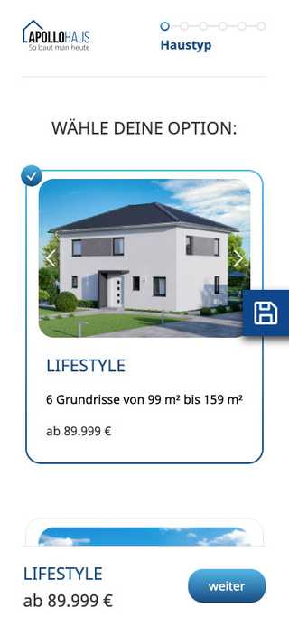Screenshot of Apollohaus - Prefabricated house configurator