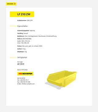 Screenshot of SSI Schäfer - Container Catalog